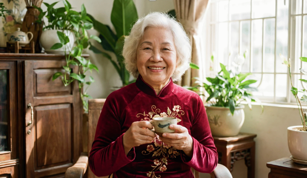 Senior patient smiling after implant Singapore
