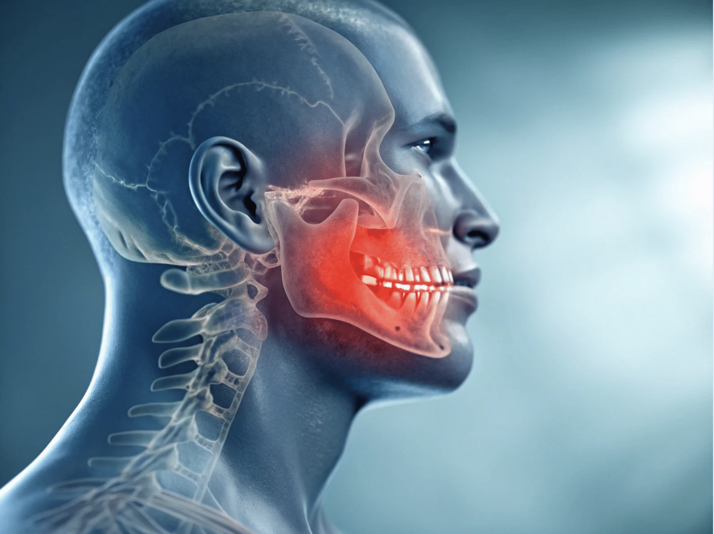 Jaw pain and tenderness in front of the ear caused by TMJ disorder