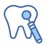 Icon representing oral examination and dental check-up for dental implant consultation