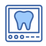 Icon representing panoramic X-ray and 3D CBCT diagnostic imaging for dental implant planning