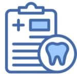Icon representing dental implant treatment plan and consultation with dentist
