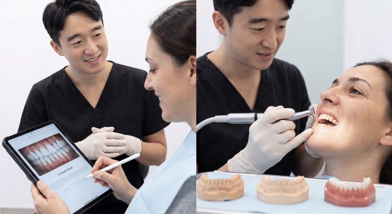 Agree the smile design plan, then begin treatment